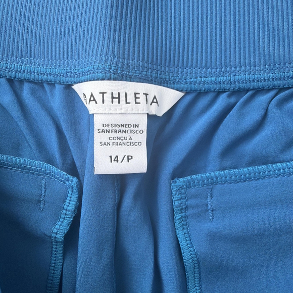 Athleta Brooklyn Ankle Pant Womens 14P Petite Blue Stretch Travel Pockets - Picture 4 of 13
